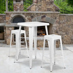 23.75-inch Square Metal Indoor-Outdoor Bar Table Set - 27.75W x 27.75D x 40H
