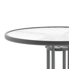 31.5 Round Tempered Glass Metal Table with Smooth Ripple Design Top
