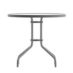 31.5 Round Tempered Glass Metal Table with Smooth Ripple Design Top