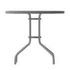 31.5 Round Tempered Glass Metal Table with Smooth Ripple Design Top