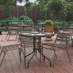 31.5 Round Tempered Glass Metal Table with Smooth Ripple Design Top