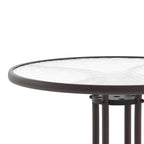 31.5 Round Tempered Glass Metal Table with Smooth Ripple Design Top