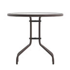31.5 Round Tempered Glass Metal Table with Smooth Ripple Design Top