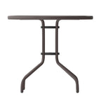 31.5 Round Tempered Glass Metal Table with Smooth Ripple Design Top