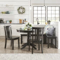  Round Pedestal Base Antique Black Breakfast Nook Set by iNSPIRE Q Classic