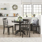 Round Pedestal Base Antique Black Breakfast Nook Set by iNSPIRE Q Classic