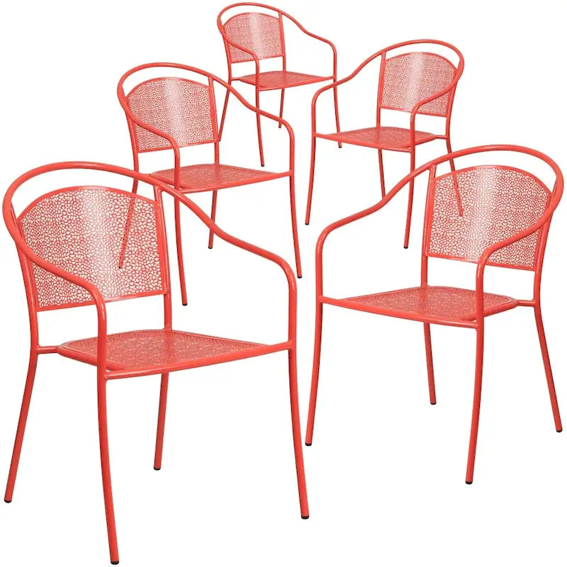 5 Pack Indoor-Outdoor Steel Patio Arm Chair with Round Back