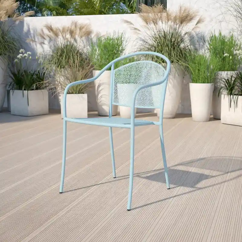 5 Pack Indoor-Outdoor Steel Patio Arm Chair with Round Back
