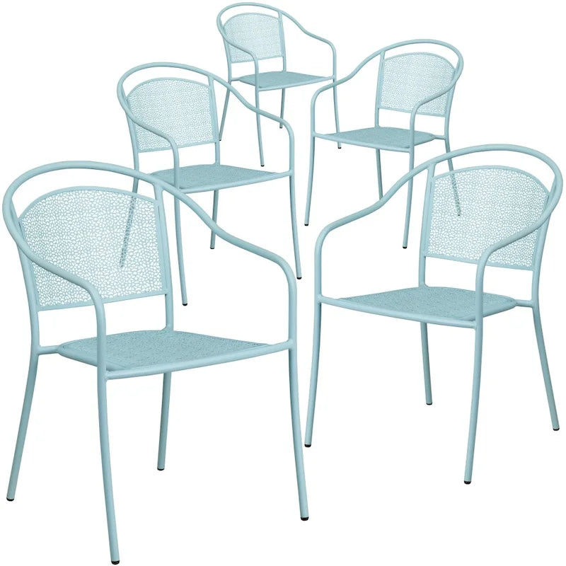 5 Pack Indoor-Outdoor Steel Patio Arm Chair with Round Back