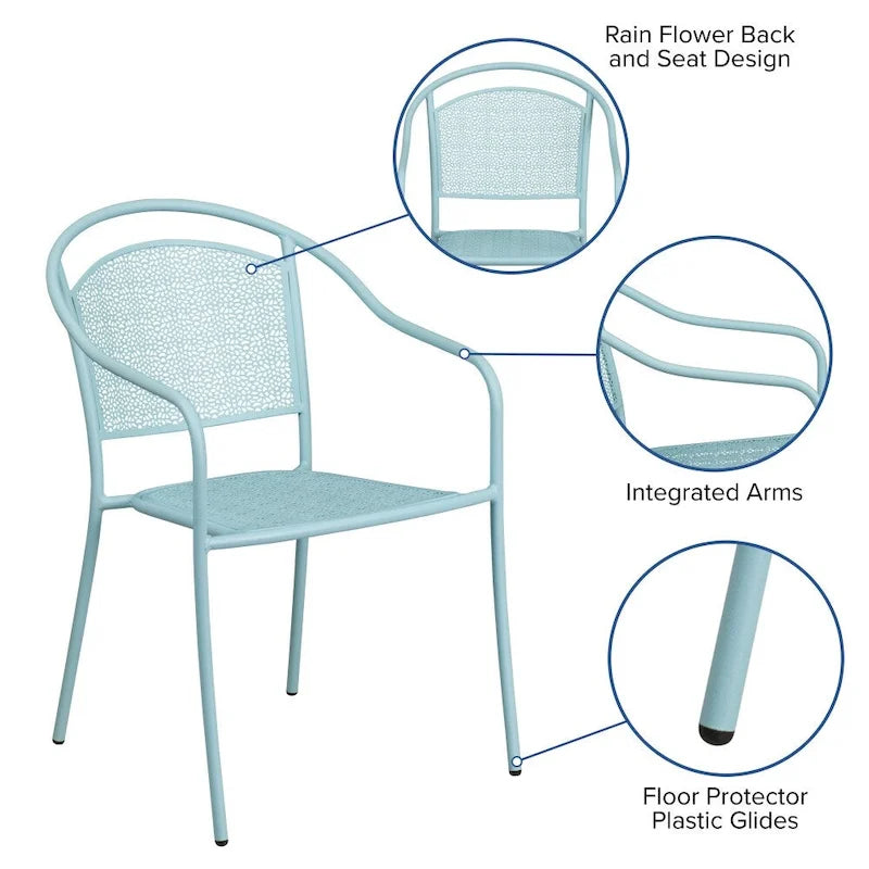 5 Pack Indoor-Outdoor Steel Patio Arm Chair with Round Back
