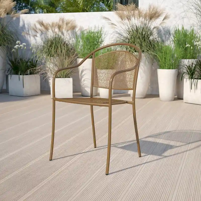 5 Pack Indoor-Outdoor Steel Patio Arm Chair with Round Back