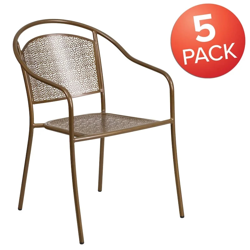5 Pack Indoor-Outdoor Steel Patio Arm Chair with Round Back