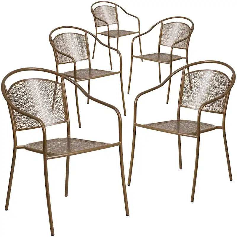 5 Pack Indoor-Outdoor Steel Patio Arm Chair with Round Back