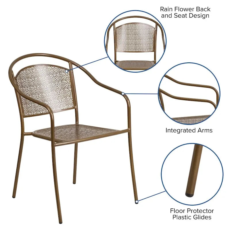 5 Pack Indoor-Outdoor Steel Patio Arm Chair with Round Back