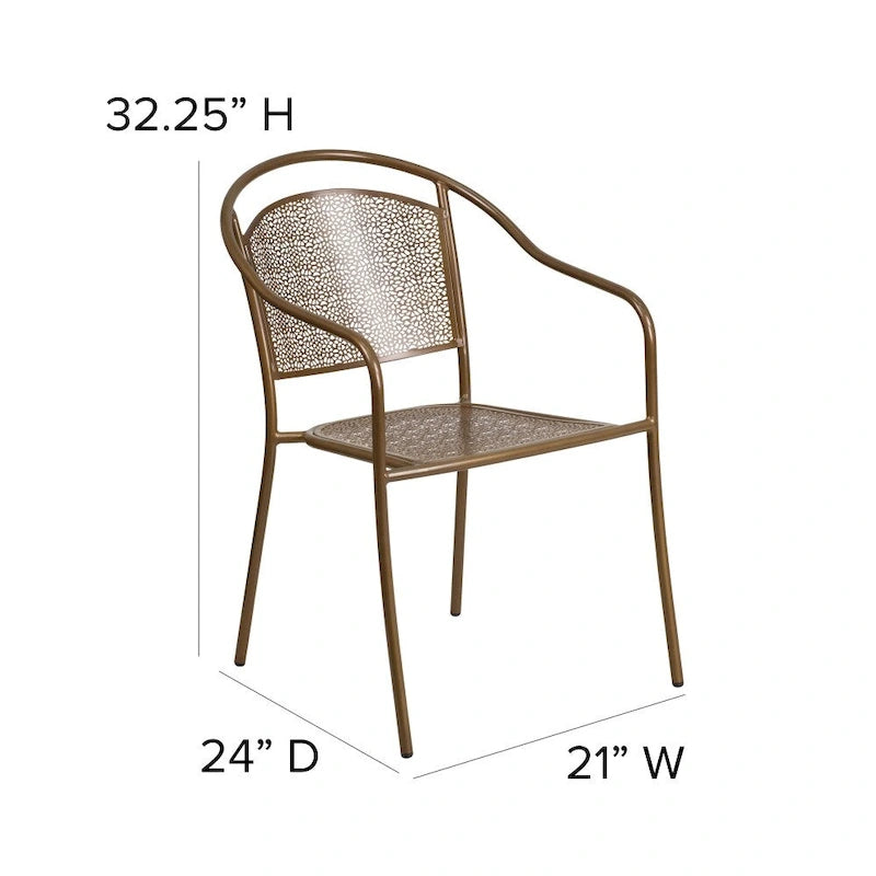 5 Pack Indoor-Outdoor Steel Patio Arm Chair with Round Back