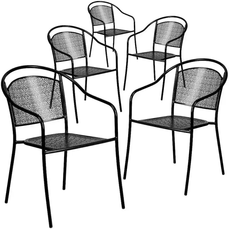 5 Pack Indoor-Outdoor Steel Patio Arm Chair with Round Back