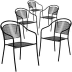 5 Pack Indoor-Outdoor Steel Patio Arm Chair with Round Back