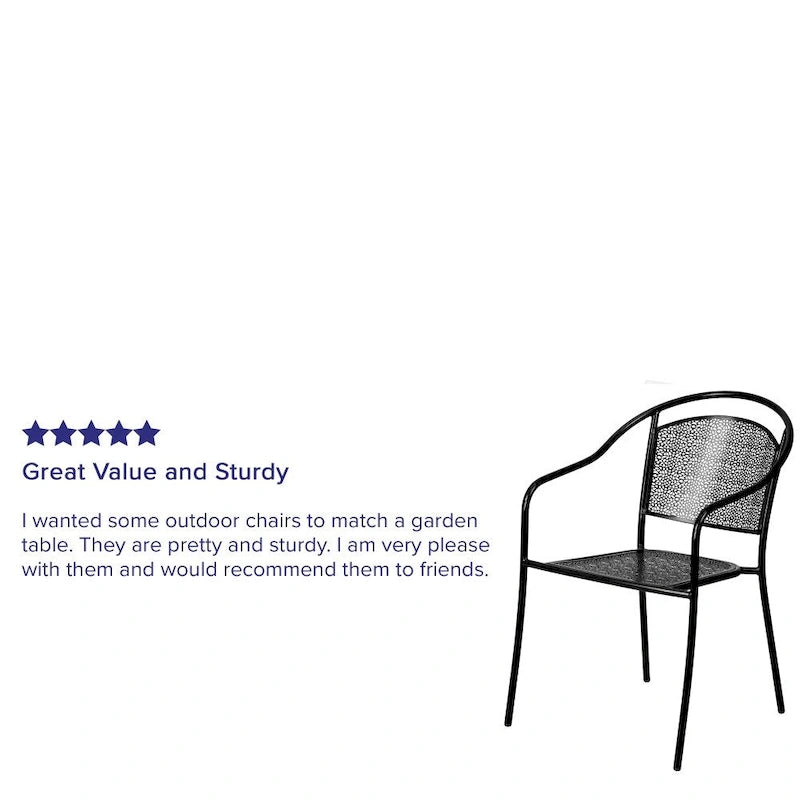 5 Pack Indoor-Outdoor Steel Patio Arm Chair with Round Back