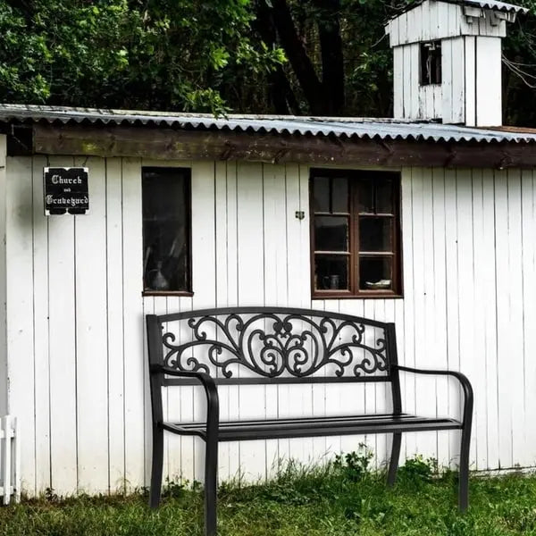 Courtyard Garden Backyard Iron Bench - N/A