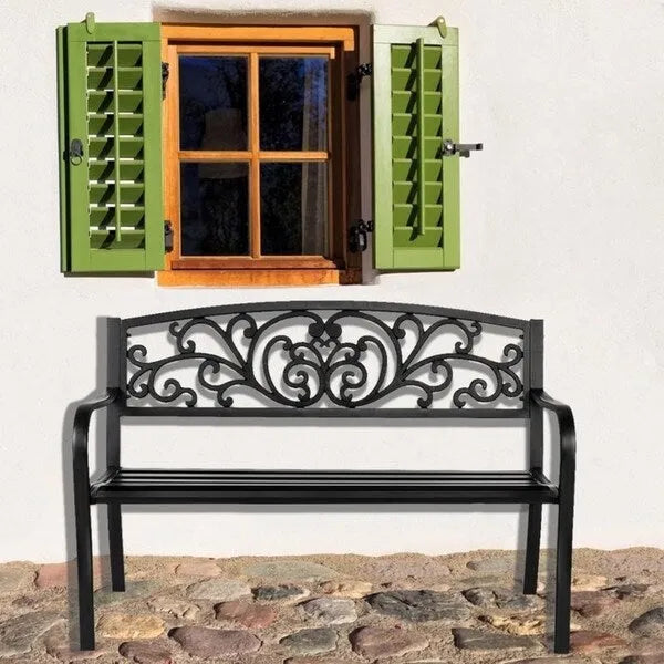 Courtyard Garden Backyard Iron Bench - N/A