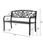 Courtyard Garden Backyard Iron Bench - N/A