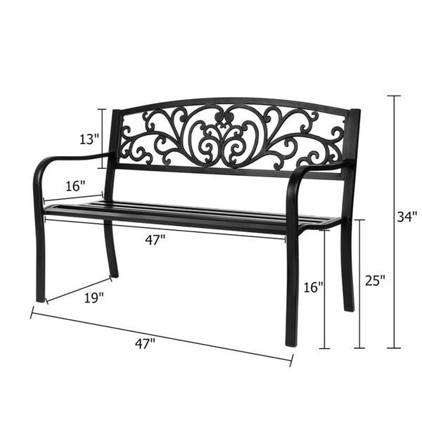 Courtyard Garden Backyard Iron Bench - N/A