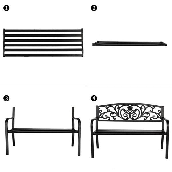 Courtyard Garden Backyard Iron Bench - N/A
