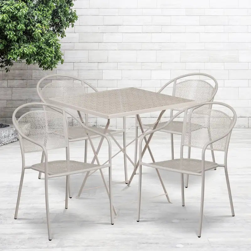 28-inch Square 5-piece Indoor/ Outdoor Folding Patio Table Dining Set