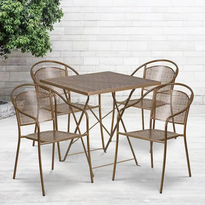28-inch Square 5-piece Indoor/ Outdoor Folding Patio Table Dining Set