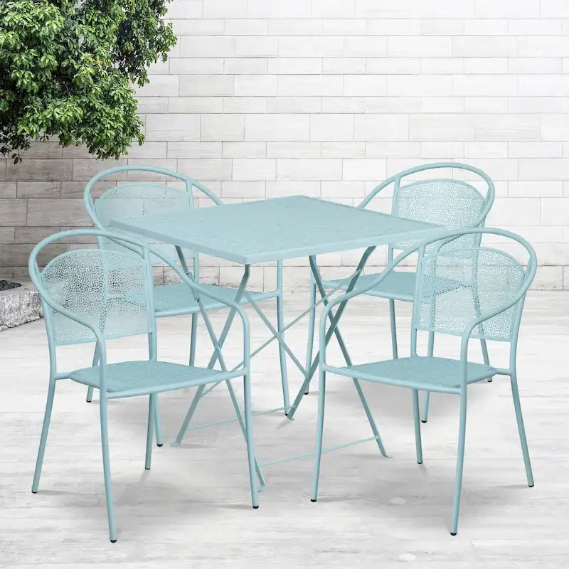 28-inch Square 5-piece Indoor/ Outdoor Folding Patio Table Dining Set