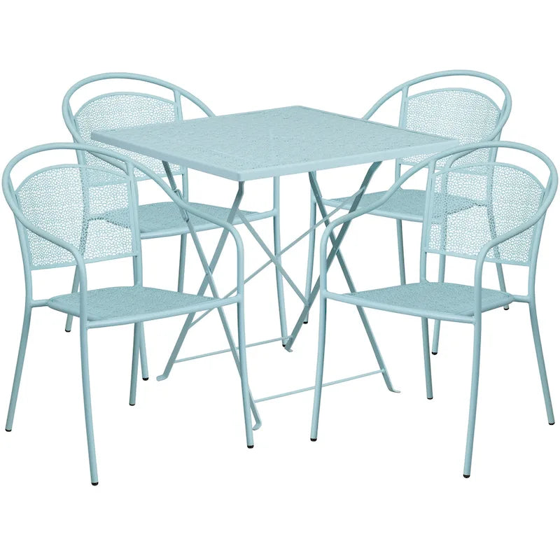 28-inch Square 5-piece Indoor/ Outdoor Folding Patio Table Dining Set