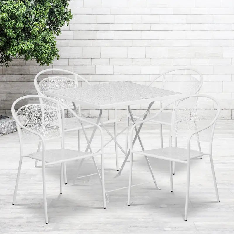 28-inch Square 5-piece Indoor/ Outdoor Folding Patio Table Dining Set