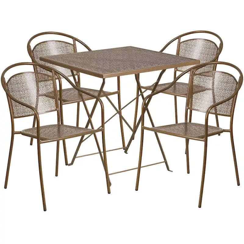 28-inch Square 5-piece Indoor/ Outdoor Folding Patio Table Dining Set