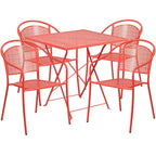 28-inch Square 5-piece Indoor/ Outdoor Folding Patio Table Dining Set