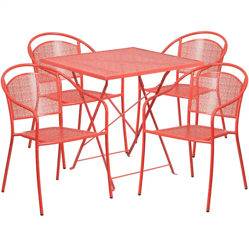 28-inch Square 5-piece Indoor/ Outdoor Folding Patio Table Dining Set