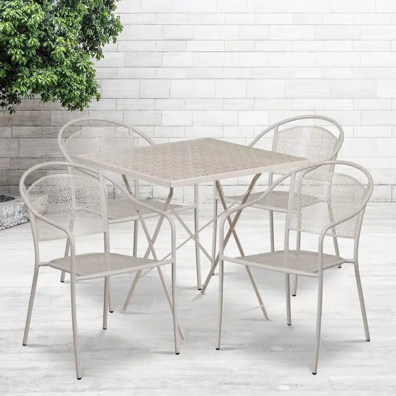 28-inch Square 5-piece Indoor/ Outdoor Folding Patio Table Dining Set