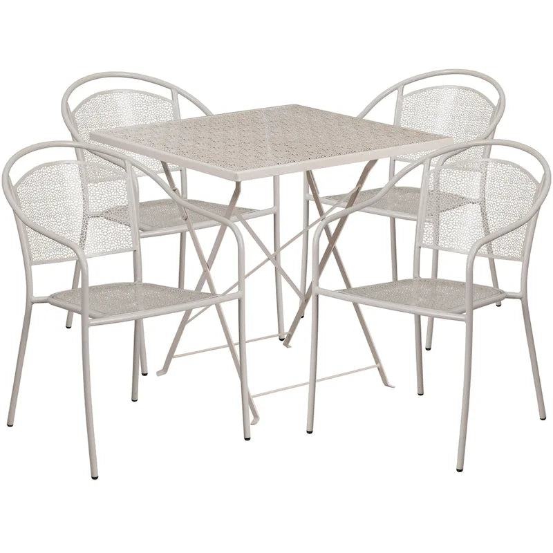 28-inch Square 5-piece Indoor/ Outdoor Folding Patio Table Dining Set