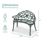 Outdoor Bronze Finish Cast Aluminum Bench - N/A