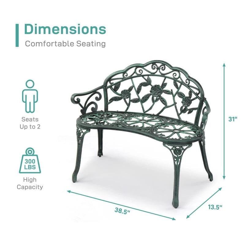 Outdoor Bronze Finish Cast Aluminum Bench - N/A