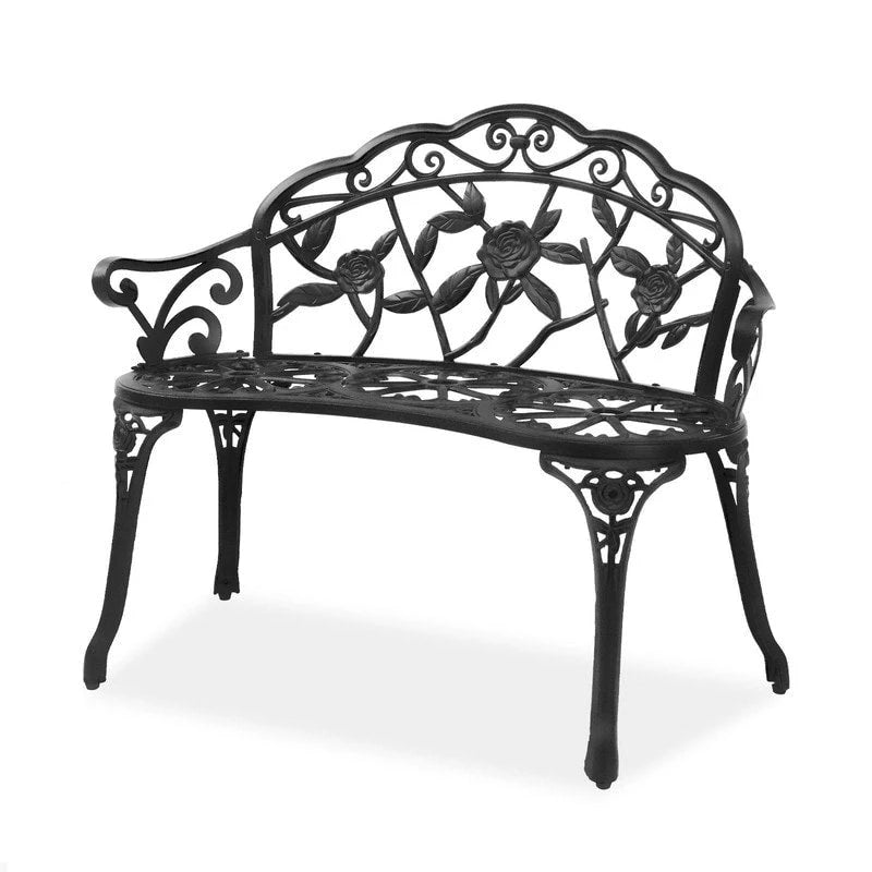 Outdoor Bronze Finish Cast Aluminum Bench - N/A