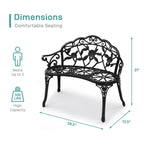 Outdoor Bronze Finish Cast Aluminum Bench - N/A