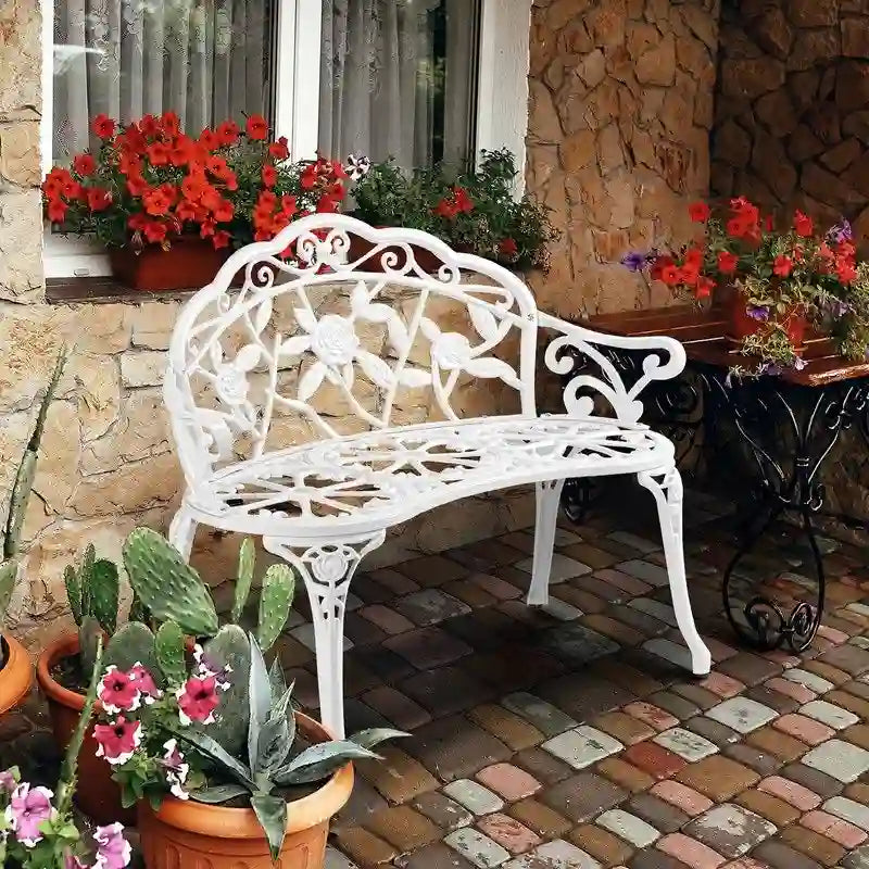 Outdoor Bronze Finish Cast Aluminum Bench - N/A