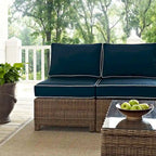 Crosley Bradenton 5-Piece Outdoor Wicker Seating Set with Navy Cushions