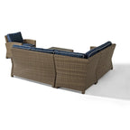 Crosley Bradenton 5-Piece Outdoor Wicker Seating Set with Navy Cushions