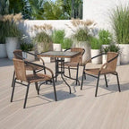 Square Tempered Glass Indoor/Outdoor Bistro Table with Rattan Edging