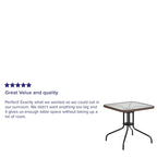Square Tempered Glass Indoor/Outdoor Bistro Table with Rattan Edging