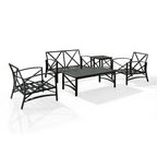 Crosley kaplan 5 pc outdoor seating set with oatmeal cushion - loveseat, two chairs, coffee table, side table