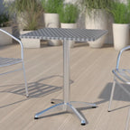 23.5 Square Aluminum Smooth Top Indoor-Outdoor Table with Base
