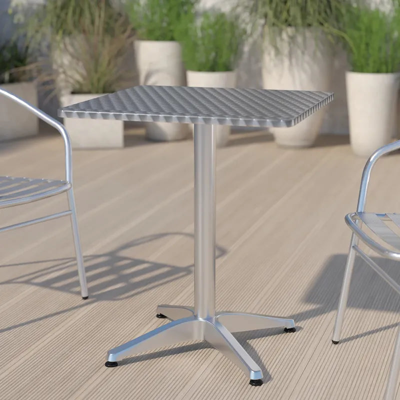 23.5 Square Aluminum Smooth Top Indoor-Outdoor Table with Base