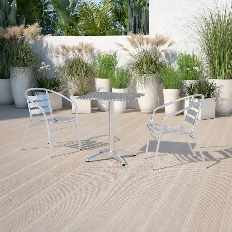 23.5 Square Aluminum Smooth Top Indoor-Outdoor Table with Base